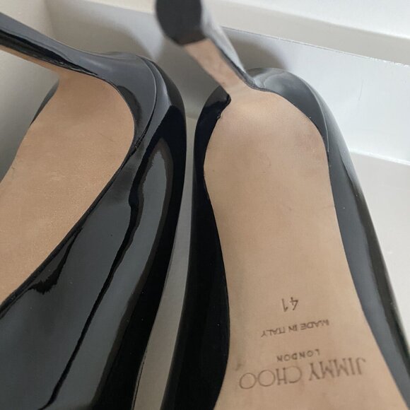 JIMMY CHOO Black patent Leather Romy Heels - Picture 5 of 7